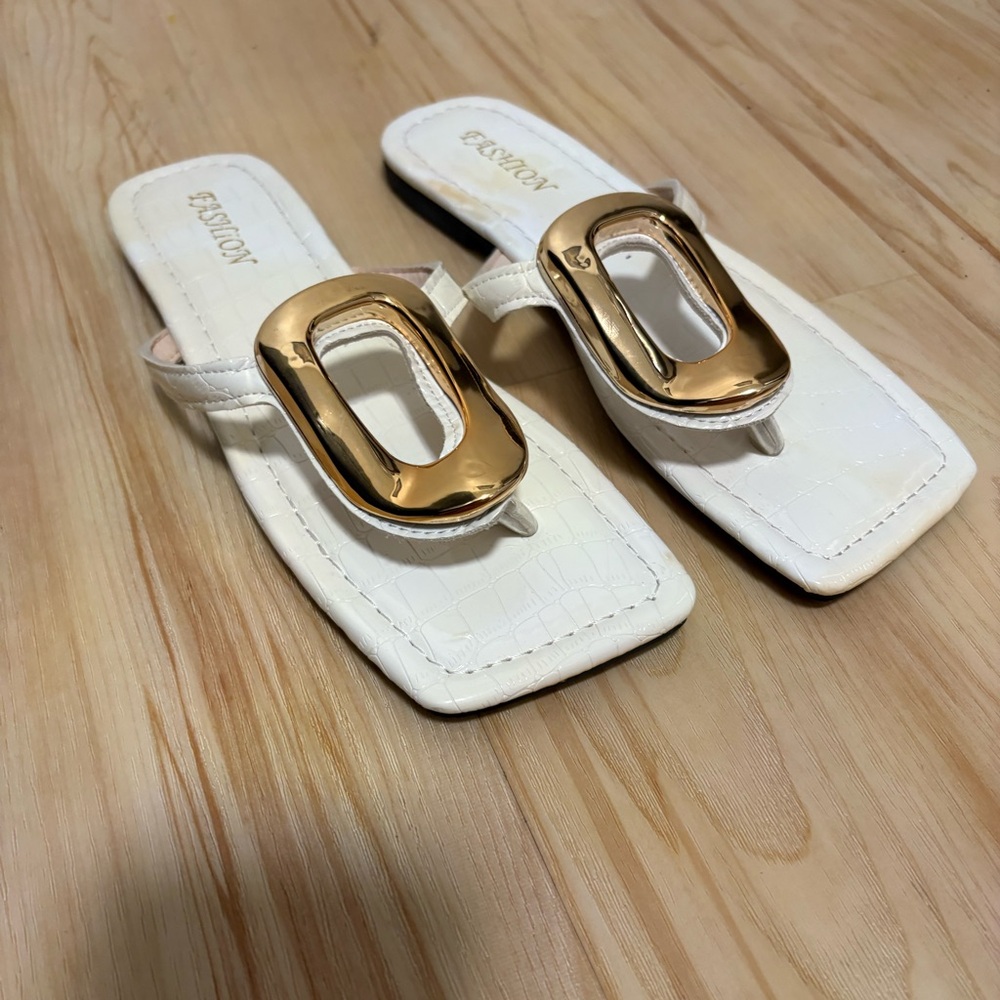 White and Gold Women's Sandals